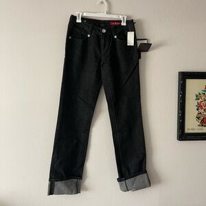 Seven7 Black Jeans Bootcut Low-Rise Bedazzled Pockets Sz 29